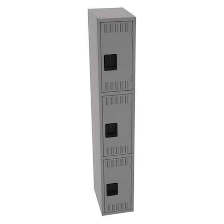 Tennsco Wardrobe Locker, 12 in W, 18 in D, 72 in H, (1) Wide, (3) Tier, Medium Gray TTS-121824-AMG