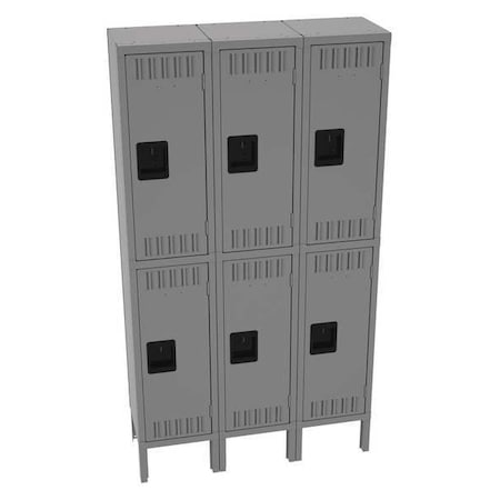 Tennsco Wardrobe Locker, 36 in W, 12 in D, 66 in H, (2) Tier, (3) Wide, Medium Gray DTS-121230-3MG