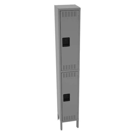 Tennsco Wardrobe Locker, 12 in W, 12 in D, 78 in H, (1) Wide, (2) Tier, Medium Gray DTS-121236-1MG