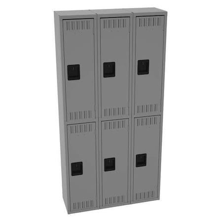 TENNSCO Wardrobe Locker, 36 in W, 12 in D, 72 in H, (2) Tier, (3) Wide, Medium Gray DTS-121236-CMG