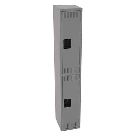 Tennsco Wardrobe Locker, 12 in W, 15 in D, 72 in H, (1) Wide, (2) Tier, Medium Gray DTS-121536-AMG
