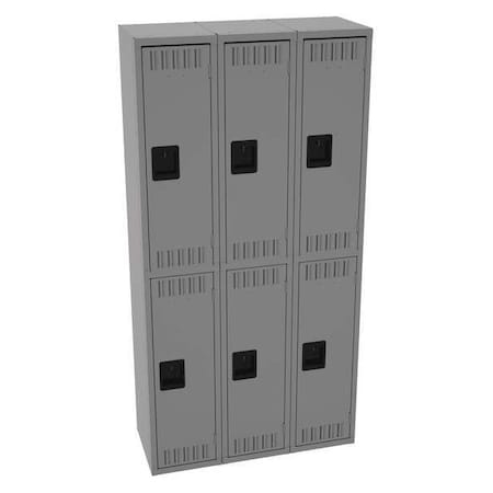 TENNSCO Wardrobe Locker, 36 in W, 15 in D, 72 in H, (2) Tier, (3) Wide, Medium Gray DTS-121536-CMG