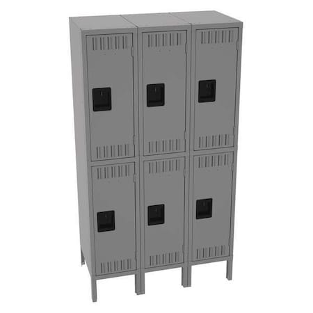 Tennsco Wardrobe Locker, 36 in W, 18 in D, 66 in H, (2) Tier, (3) Wide, Medium Gray DTS-121830-3MG