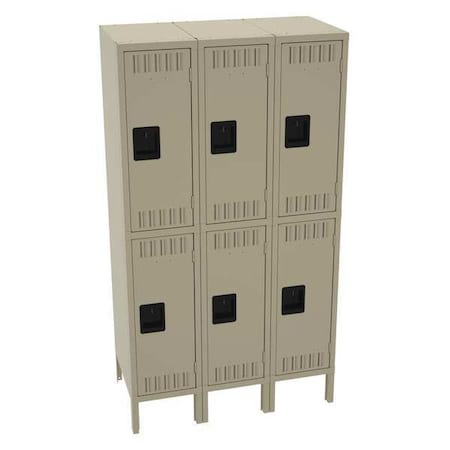 Tennsco Wardrobe Locker, 36 in W, 18 in D, 66 in H, (2) Tier, (3) Wide, Sand DTS-121830-3SD