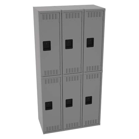 Tennsco Wardrobe Locker, 36 in W, 18 in D, 72 in H, (2) Tier, (3) Wide, Medium Gray DTS-121836-CMG