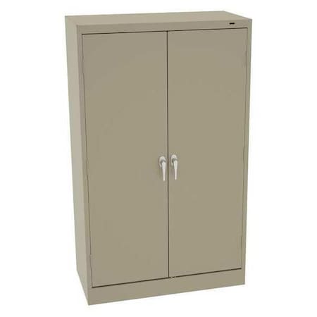 Tennsco Shelving Storage Cabinet, 60 in H, 36 in W, 18 in D, Swing, Keyed, Sand, 4 Shelves, 0 Drawers 6018DHSD