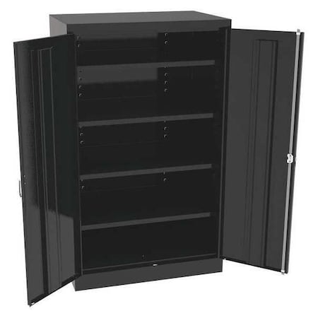 Tennsco Shelving Storage Cabinet, 60 in H, 36 in W, 24 in D, Swing, Keyed, Black, 4 Shelves, 0 Drawers 6024DHBK