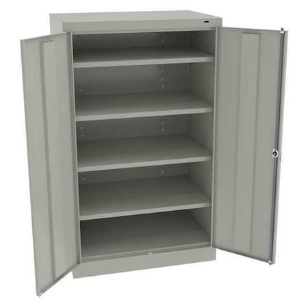 Tennsco Shelving Storage Cabinet, 60 in H, 36 in W, 24 in D, Swing, Keyed, Light Gray, 4 Shelves, 0 Drawers 6024LG