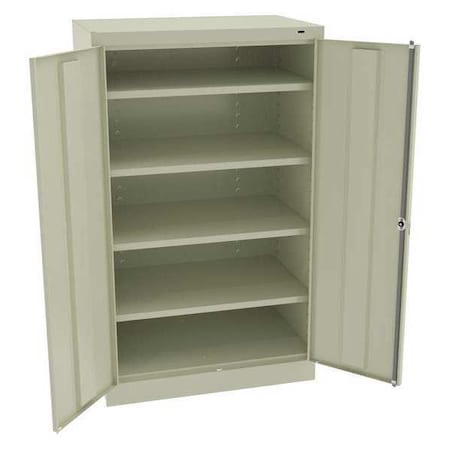 Tennsco Shelving Storage Cabinet, 60 in H, 36 in W, 24 in D, Swing, Keyed, Putty, 4 Shelves, 0 Drawers 6024PY