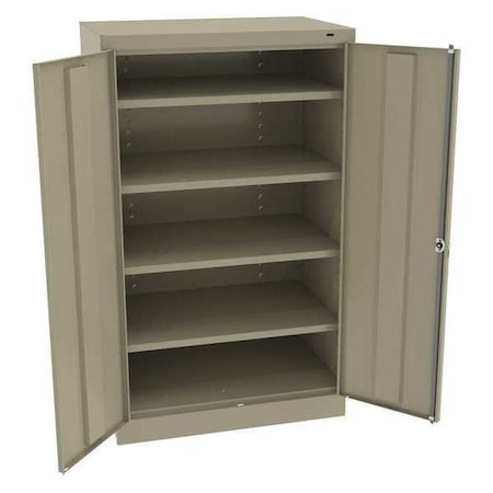 Tennsco Shelving Storage Cabinet, 60 in H, 36 in W, 24 in D, Swing, Keyed, Sand, 4 Shelves, 0 Drawers 6024SD