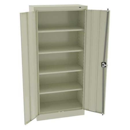 Tennsco Shelving Storage Cabinet, 66 in H, 30 in W, 15 in D, Recessed Pull, Keyed, Putty, 4 Shelves 6615PY