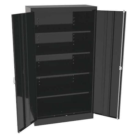 Tennsco Shelving Storage Cabinet, 66 in H, 36 in W, 18 in D, Swing, Keyed, Black, 4 Shelves, 0 Drawers 6618DHBK