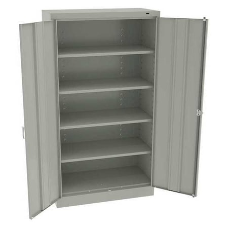 Tennsco Shelving Storage Cabinet, 66 in H, 36 in W, 18 in D, Swing, Keyed, Light Gray, 4 Shelves, 0 Drawers 6618DHLG
