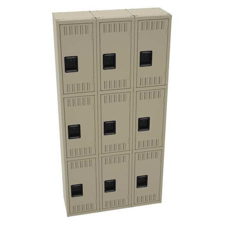 Tennsco Wardrobe Locker, 36 in W, 12 in D, 72 in H, (3) Tier, (3) Wide, Sand TTS-121224-CSD
