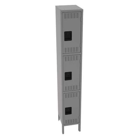 Tennsco Wardrobe Locker, 12 in W, 15 in D, 78 in H, (1) Wide, (3) Tier, Medium Gray TTS-121524-1MG