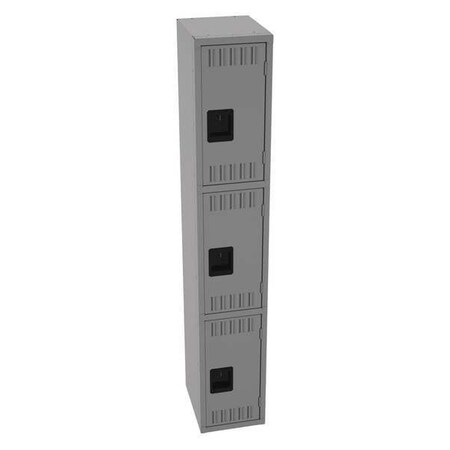 Tennsco Wardrobe Locker, 12 in W, 15 in D, 72 in H, (1) Wide, (3) Tier, Medium Gray TTS-121524-AMG