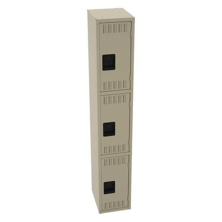 Tennsco Wardrobe Locker, 12 in W, 15 in D, 72 in H, (1) Wide, (3) Tier, Sand TTS-121524-ASD