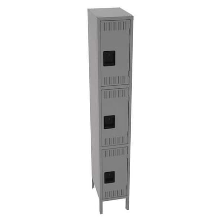 Tennsco Wardrobe Locker, 12 in W, 18 in D, 78 in H, (1) Wide, (3) Tier, Medium Gray TTS-121824-1MG
