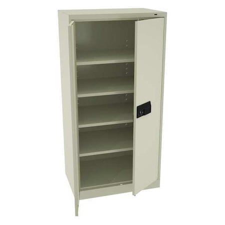 Tennsco Shelving Storage Cabinet, 72 in H, 36 in W, Pull, Electronic Keypad, Champagne/Putty, 4 Shelves 7224ELPY