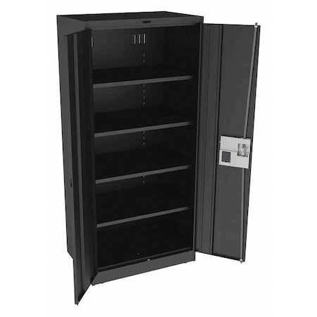 Tennsco Shelving Storage Cabinet, 78 in H, 36 in W, 24 in D, Recessed Pull, Electronic Keypad, Black 7824ELBK