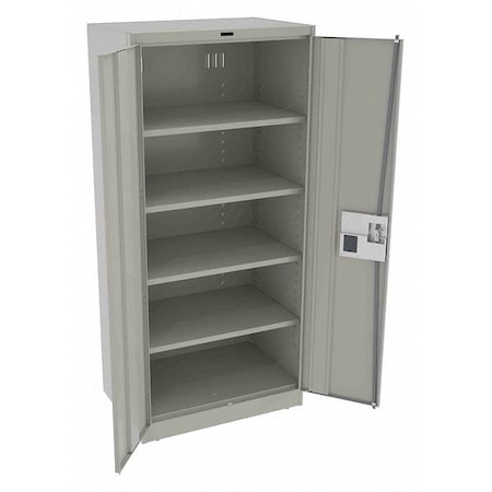 Tennsco Shelving Storage Cabinet, 78 in H, 36 in W, 24 in D, Recessed Pull, Electronic Keypad, Light Gray 7824ELLG