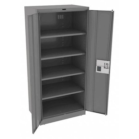 Tennsco Shelving Storage Cabinet, 78 in H, 36 in W, 24 in D, Recessed Pull, Electronic Keypad, Medium Gray 7824ELMG