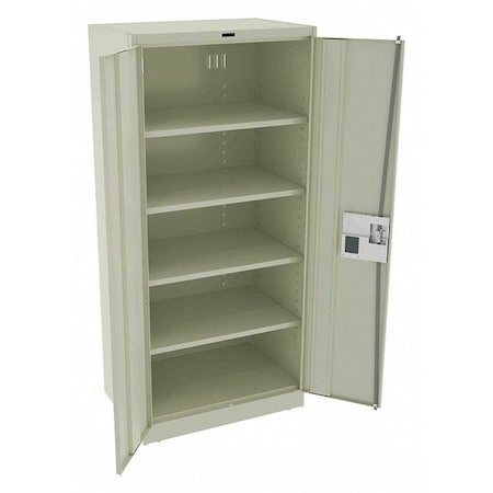 Tennsco Shelving Storage Cabinet, 78 in H, 36 in W, 24 in D, Recessed Pull, Electronic Keypad, 4 Shelves 7824ELPY