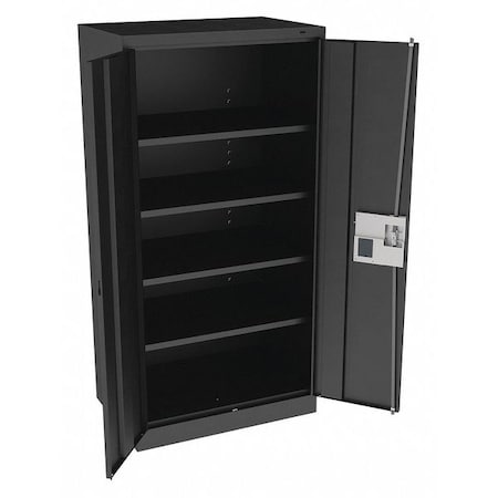 Tennsco Shelving Storage Cabinet, 72 in H, 36 in W, 24 in D, Recessed Pull, Electronic Keypad, Black 7224ELBK