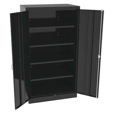 Tennsco Shelving Storage Cabinet, 66 in H, 36 in W, 24 in D, Swing, Keyed, Black, 4 Shelves, 0 Drawers 6624DHBK