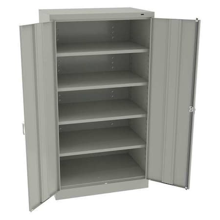 Tennsco Shelving Storage Cabinet, 66 in H, 36 in W, 24 in D, Swing, Keyed, Light Gray, 4 Shelves, 0 Drawers 6624DHLG