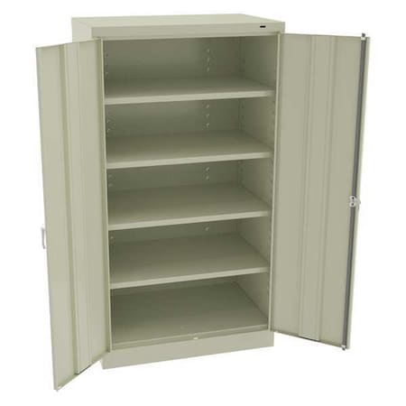 Tennsco Shelving Storage Cabinet, 66 in H, 36 in W, Swing, Keyed, Champagne/Putty, 4 Shelves, 0 Drawers 6624DHPY
