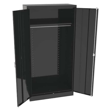Tennsco Wardrobe Storage Cabinet, 72 in H, 36 in W, 18 in D, Swing, Keyed, Black, 1 Shelves, 0 Drawers 7114DHBK