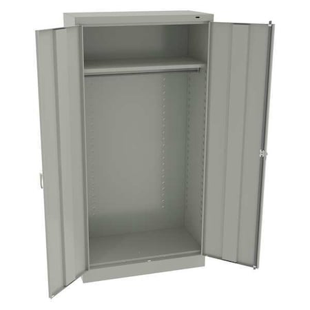 Tennsco Wardrobe Storage Cabinet, 72 in H, 36 in W, 18 in D, Swing, Keyed, Light Gray, 1 Shelves, 0 Drawers 7114DHLG
