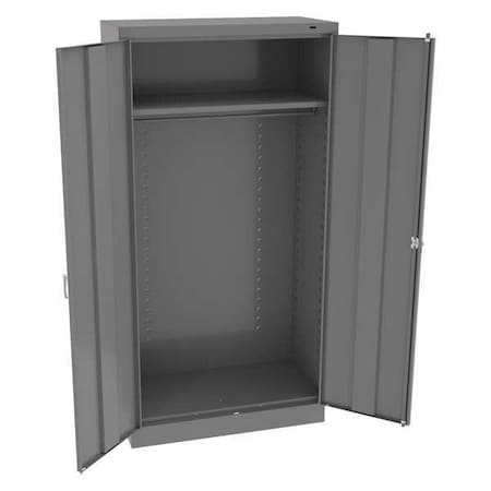 Tennsco Wardrobe Storage Cabinet, 72 in H, 36 in W, 18 in D, Swing, Keyed, Medium Gray, 1 Shelves, 0 Drawers 7114DHMG
