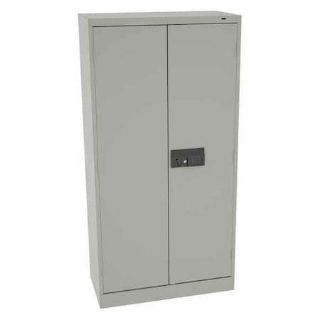 Tennsco Wardrobe Storage Cabinet, 72 in H, 36 in W, 18 in D, Recessed Pull, Electronic Keypad, Light Gray 7114ELLG