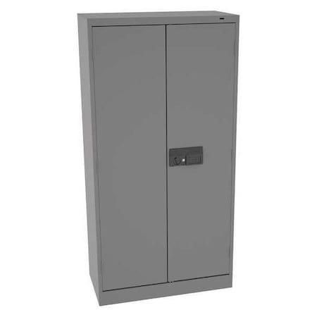 Tennsco Wardrobe Storage Cabinet, 72 in H, 36 in W, 18 in D, Recessed Pull, Electronic Keypad, Medium Gray 7114ELMG