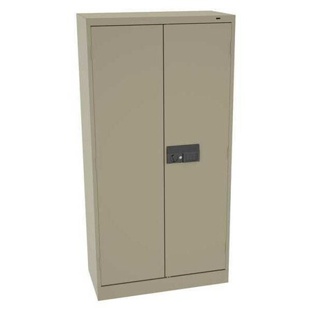 Tennsco Wardrobe Storage Cabinet, 72 in H, 36 in W, 18 in D, Recessed Pull, Electronic Keypad, Sand 7114ELSD