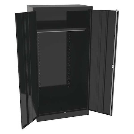 Tennsco Wardrobe Storage Cabinet, 72 in H, 36 in W, 24 in D, Swing, Keyed, Black, 1 Shelves, 0 Drawers 7124BK