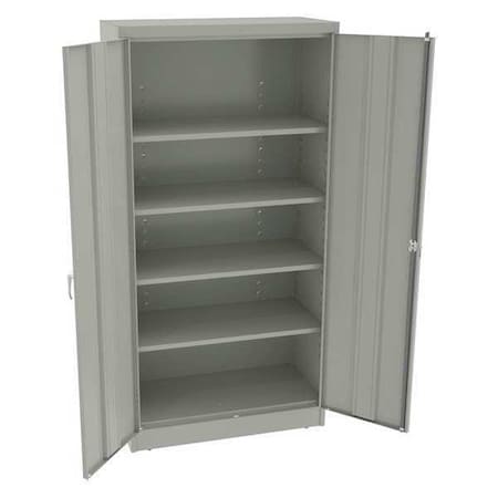 Tennsco Shelving Storage Cabinet, 72 in H, 36 in W, 18 in D, Swing, Keyed, Light Gray, 4 Shelves, 0 Drawers 7218DLXLG