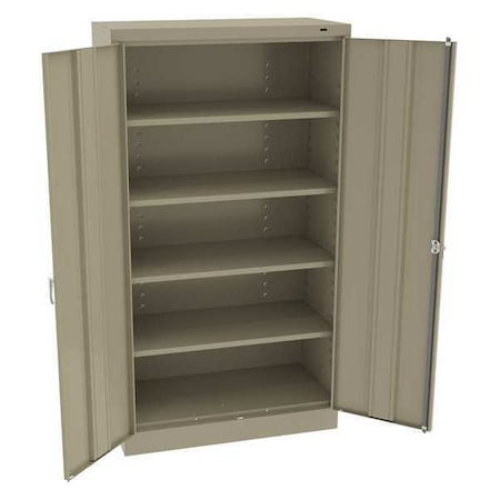 Tennsco Shelving Storage Cabinet, 66 in H, 36 in W, 18 in D, Swing, Keyed, Sand, 4 Shelves, 0 Drawers 6618DHSD