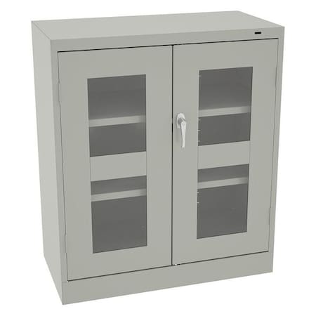 Tennsco Shelving Storage Cabinet, 42 in H, 36 in W, 24 in D, Swing, Keyed, Light Gray, 2 Shelves, 0 Drawers CVD4224LG
