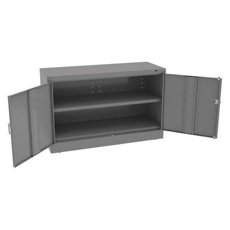 Tennsco Shelving Storage Cabinet, 30 in H, 48 in W, 18 in D, Swing, Keyed, Medium Gray, 1 Shelves, 0 Drawers J1830SUMG