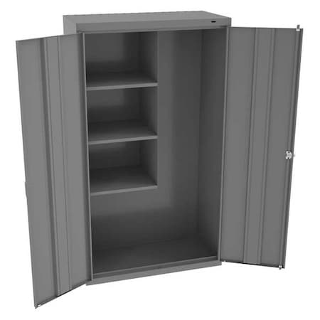 Tennsco Janitorial Storage Cabinet, 64 in H, 36 in W, 18 in D, Swing, Keyed, Medium Gray, 4 Shelves JAN6618DHMG