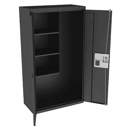 Tennsco Janitorial Storage Cabinet, 64 in H, 36 in W, 18 in D, Recessed Pull, Electronic Keypad, Black JAN6618ELBK