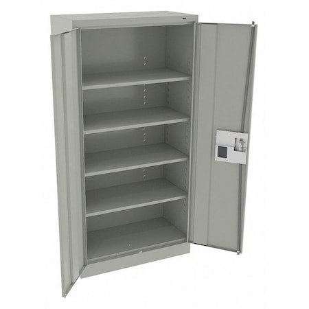 Tennsco Shelving Storage Cabinet, 72 in H, 36 in W, 18 in D, Recessed Pull, Electronic Keypad, Light Gray 7218ELLG