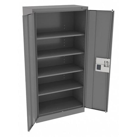 Tennsco Shelving Storage Cabinet, 72 in H, 36 in W, 18 in D, Recessed Pull, Electronic Keypad, Medium Gray 7218ELMG