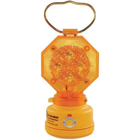 Railhead Gear Safety Light, Amber, LED, 2 D Batteries M8-LED A