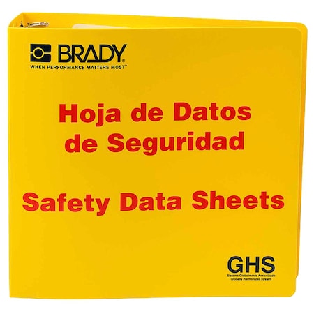 Brady Binder, Right to Know Safety Data Sheet, Height: 11 5/8 in 121186