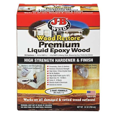 J-B Weld Hardener, Box, Wood Restore, Clear 41032