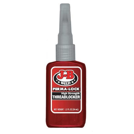 J-B Weld Threadlocker, J-B WELD Perma-Lock, Red, High, Liquid, 1.22 fl oz, Bottle 27136